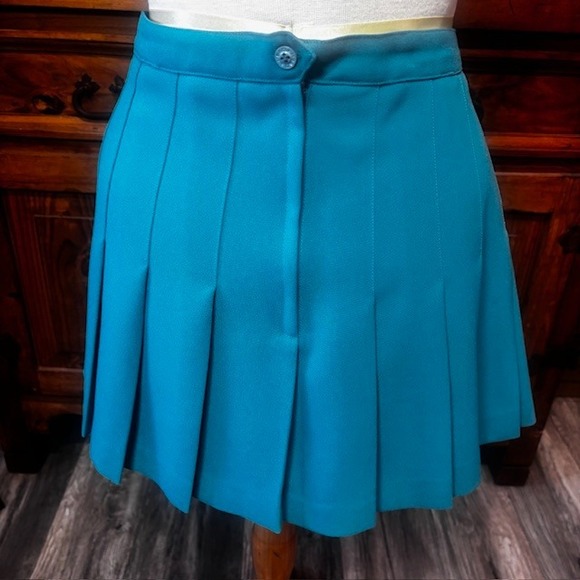 Vintage Head Sportswear Teal Blue Pleated Tennis Skirt Retro Athletic Mini Sz 12 - Picture 4 of 6